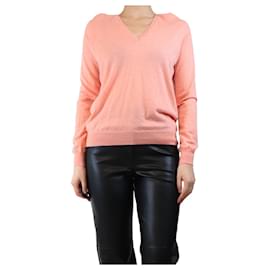 Rosa Kaschmir V-Ausschnitt Pullover - Größe L - Eric Bompard