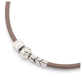 Collana in pelle e metallo argento Greige di Louis Vuitton