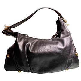Bolsa de mão Gucci Jockey Hobo em couro preto