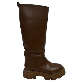 Autre Marque Bottes de combat tubulaires Gia X Pernille en cuir marron