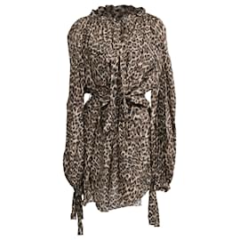 Zimmermann Suraya Leopardenmuster Off-Shoulder Kleid aus braunem Seidenstoff