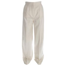 Pantalones rectos de tiro alto Joseph en seda blanca