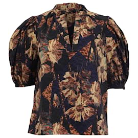 V-Ausschnitt Bluse aus Baumwolle mit floralem Druck Ulla Johnson
