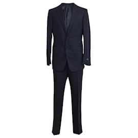Lanvin Striped Single-Breasted Blazer and Trousers Suit in Navy Blue Wool