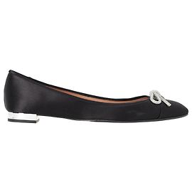 Schwarze Satin Ballettflats mit Kristallverzierung Aquazzura Parisina