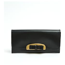 Prada Schwarze Leder Knot Wallet Clutch in der Box