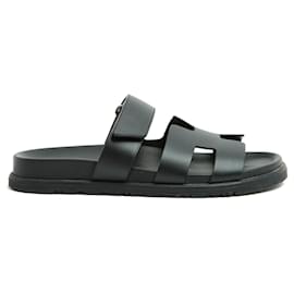 Sandalias Hermès Chypre Negro EU37 Mules de Cuero Negro UK4 US6.5