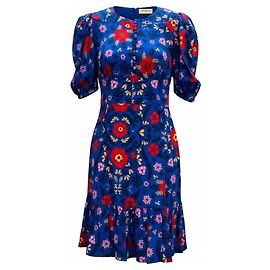 Autre Marque La DoubleJ Blau / Rote Blumen Coquette Kleid