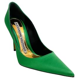 Grüne Satin-Pumps von Alexandre Vauthier