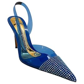 Raquel Slingback-Pumps aus PVC in Kobaltblau von Alexandre Vauthier mit Kristallverzierungen