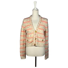 J.Crew Space-dyed striped pink Cardigan and Mini-short set