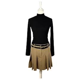 Vestido de punto negro y falda caqui - Mango