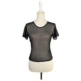 Autre Marque Top transparente bordado negro