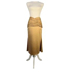 Autre Marque Falda midi acolchada de poliéster satinado dorado