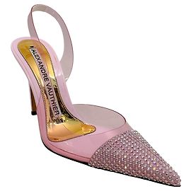 Zapatos Slingback Raquel de PVC rosa azalea de Alexandre Vauthier con adornos de cristal