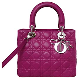 Bolso Lady Dior Medium en cuero rosa