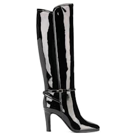 Schwarze Lacklederstiefel von Saint Laurent