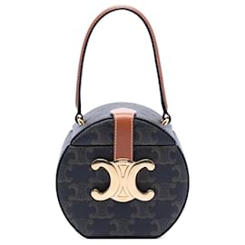 Bolso redondo de lona recubierta Triomphe marrón de Celine - Céline