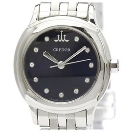 Orologio da donna Seiko Credor in acciaio inossidabile con diamanti e movimento al quarzo