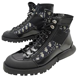 NUOVE STIVALI MID TOP COMBAT CHRISTIAN DIOR 42 CANVAS OBLÍQUO E PELLE - Dior