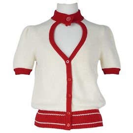 Kurzer Strick-Cardigan aus cremefarbener Wolle mit Love-Herz von Christian Dior