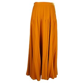 Falda maxi de terciopelo plisado mostaza Christian Dior