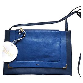 Clutch Chloé in pelle blu navy