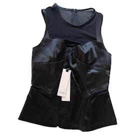 Top sin mangas de satén y malla negra talla S o 36 - Pinko