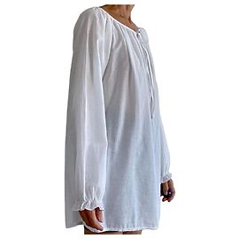 Autre Marque Tunika lunga bianca 100% voile di cotone taglia 38-40-42