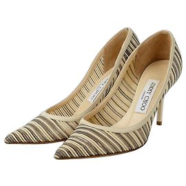 Jimmy Choo Gestreifte Netz-Pumps mit Absatz