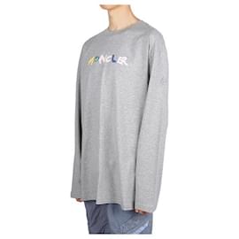 Langarm-T-Shirt mit Moncler-Logo-Druck auf der Vorderseite