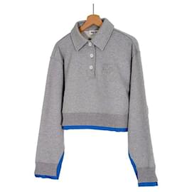 Suéter Polo com Gola em Camadas Cinza - Miu Miu