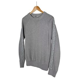 Grau gestrickter Pullover mit schrägem Jacquard-Einsatz für Herren - Dior