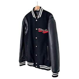 Balmain Giacca Blouson Varsity in Lana e Pelle per Uomo