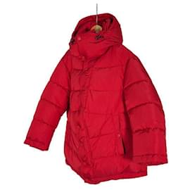 Balenciaga Damen Pufferjacke mit Kapuze und Logo - Rot
