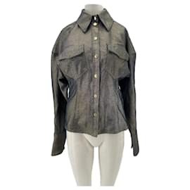 Autre Marque Chaqueta de denim ajustada con lentejuelas
