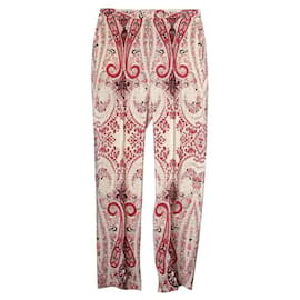 Pantalones de seda rojos con estampado paisley - Talla S - Etro