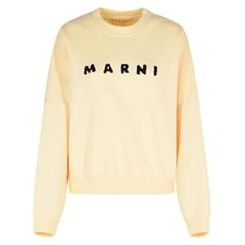 Camiseta de algodón con cuello redondo y estampado de logo - Marni