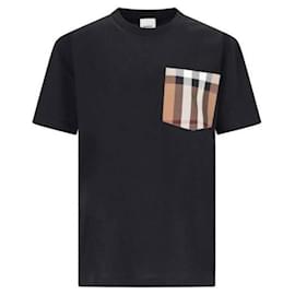 Burberry Kariertes Baumwoll-T-Shirt mit Tasche
