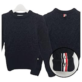 Kreuzkabel-Wollstrick navy - Thom Browne