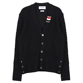 Lässiger V-Ausschnitt Kabelstrick-Cardigan aus Wolle - Thom Browne