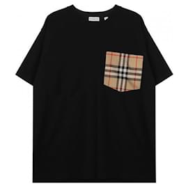Burberry Kariertes Baumwoll-T-Shirt mit Tasche