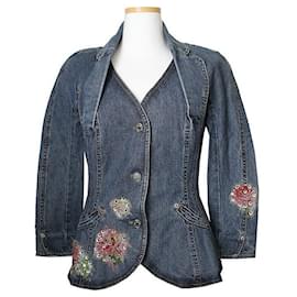Denim-Jacke mit Seidenapplikation aus der Boutique - Dior