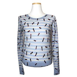 Blusa de tricô listrada azul claro Sonia por Sonia Rykiel