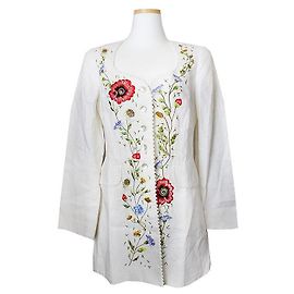 Kenzo Chaqueta de lino blanco bordada Jungle Line