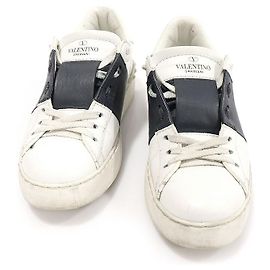 Valentino Sneakers Bianche Marine in Pelle di Vitello Nascoste Aperte per Donne