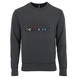 Kiton GRAUEN SWEATSHIRT MIT MULTIFARBIGEM BESTICKTEM LOGO