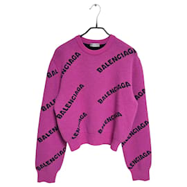 Damen Cropped Strick mit mehreren Logos - Balenciaga