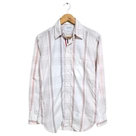 Camicia a quadri in popeline con tre righe nascoste - Thom Browne