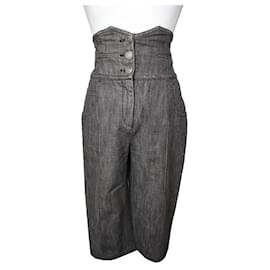 Pantalones Bermuda de talle alto grises - Chanel